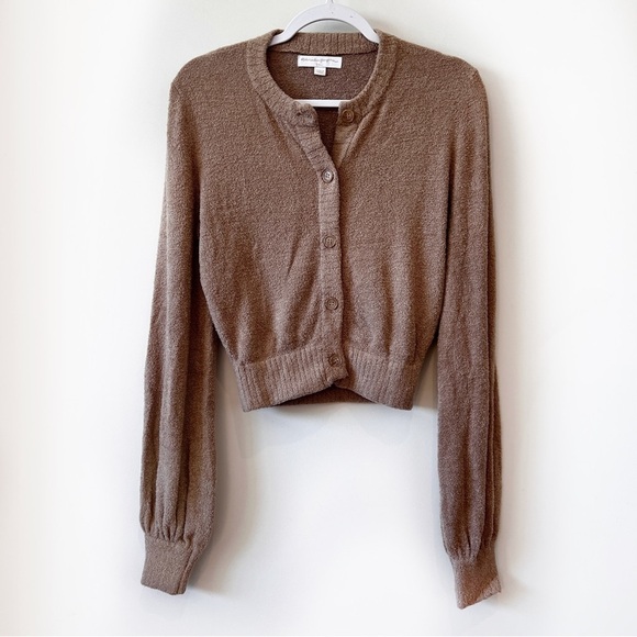Spiritual Gangster Melody Cardigan Sweater Camel Knit Long Sleeve Chenille Small - Picture 3 of 9
